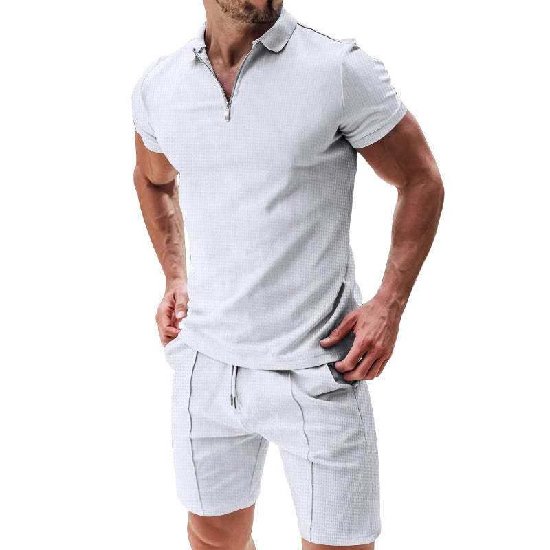 Conjunto de Verano Tipo Gofre de 2 Piezas para Hombre