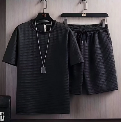 Conjunto de Ocio de Punto Gofre Fresco de Verano para Hombres (Un Conjunto)