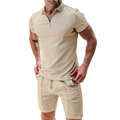 Conjunto de Verano Tipo Gofre de 2 Piezas para Hombre