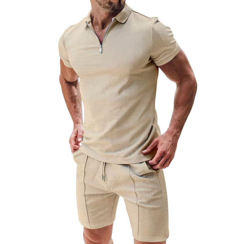 Conjunto de Verano Tipo Gofre de 2 Piezas para Hombre