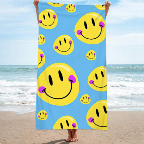 Double-Sided Red Flower Yellow Ice Cream Beach Towel