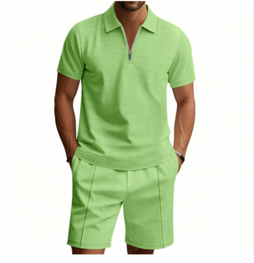 Conjunto de Verano Tipo Gofre de 2 Piezas para Hombre