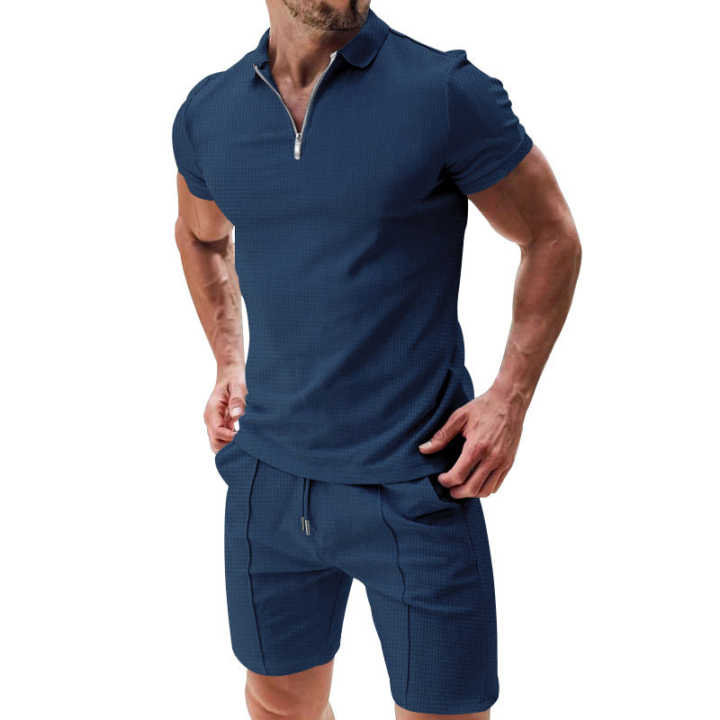 Conjunto de Verano Tipo Gofre de 2 Piezas para Hombre