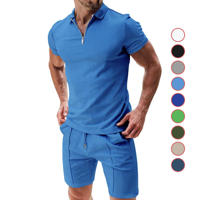 Conjunto de Verano Tipo Gofre de 2 Piezas para Hombre