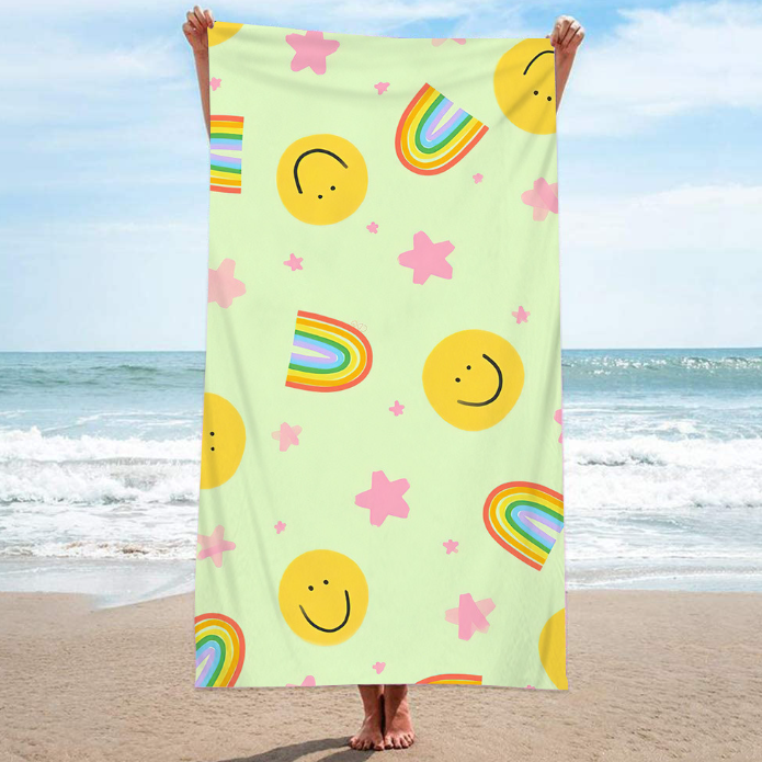 Double-Sided Red Flower Yellow Ice Cream Beach Towel