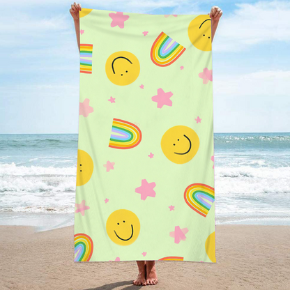 Double-Sided Red Flower Yellow Ice Cream Beach Towel