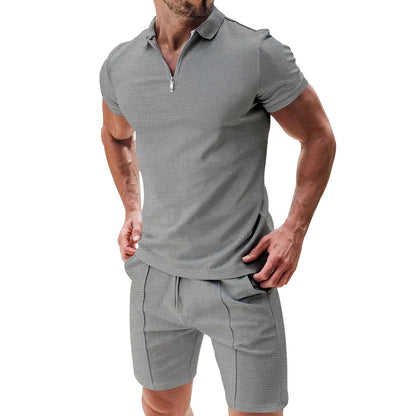 Conjunto de Verano Tipo Gofre de 2 Piezas para Hombre