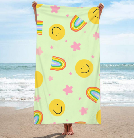 Double-Sided Red Flower Yellow Ice Cream Beach Towel