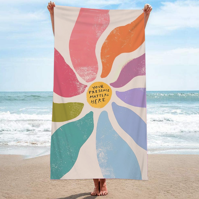 Double-Sided Red Flower Yellow Ice Cream Beach Towel