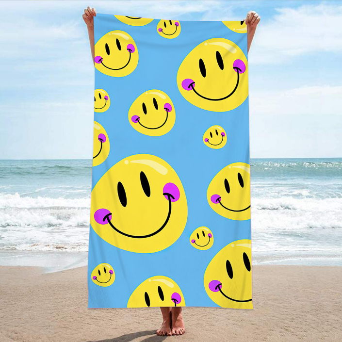 Double-Sided Red Flower Yellow Ice Cream Beach Towel
