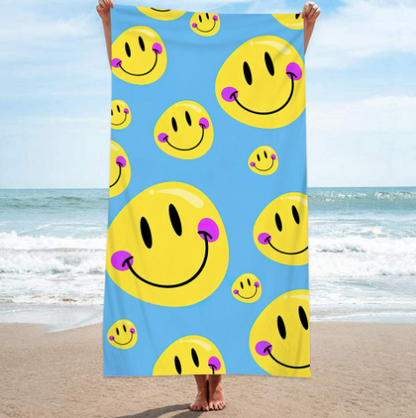 Double-Sided Red Flower Yellow Ice Cream Beach Towel